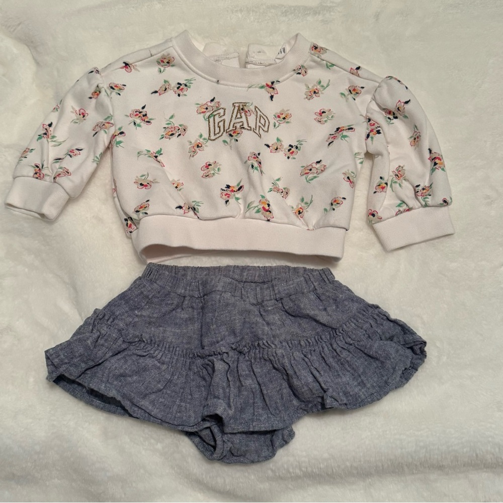 Gap Jean Skirt and Sweater Set 3-6 months